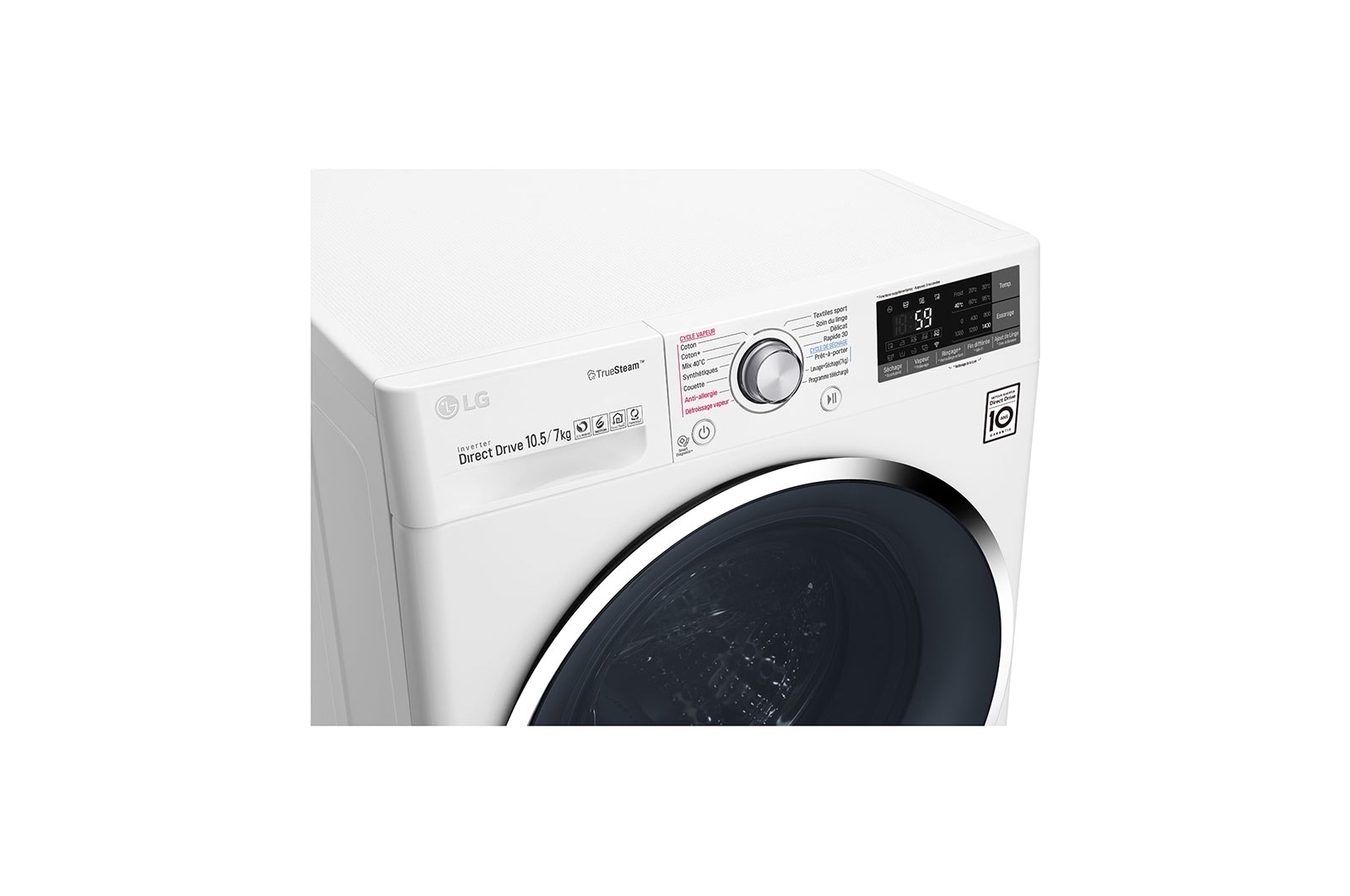 LG Lave-linge séchant 10,5/7 KG | TrueSteam™ | EcoHybrid  | Wi-Fi | 6 Motion Direct Drive™ | Smart Diagnosis™ | Moteur Direct Drive™ garanti 10 ans | Compatible TWINWashTM Mini, LG F174J82WRHT