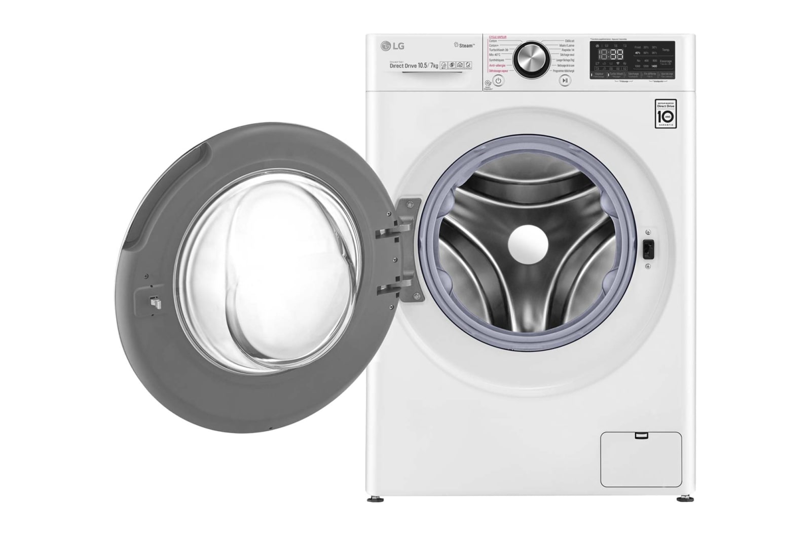 LG Lavante-séchante 10.5/7 KG - 68L  | 6 Motion Direct Drive™ | Moteur Direct Drive™ garanti 10 ans |  TurboWash™ 360 | AIDD | Steam +| 48/71dB | A, LG F174V92WRH
