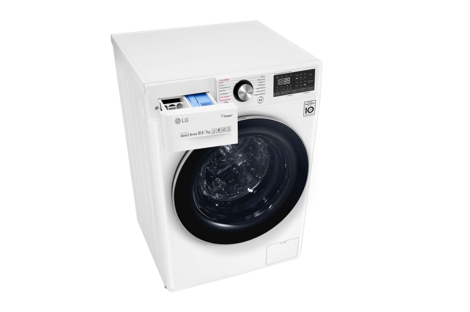 LG Lavante-séchante 10.5/7 KG - 68L  | 6 Motion Direct Drive™ | Moteur Direct Drive™ garanti 10 ans |  TurboWash™ 360 | AIDD | Steam +| 48/71dB | A, LG F174V92WRH