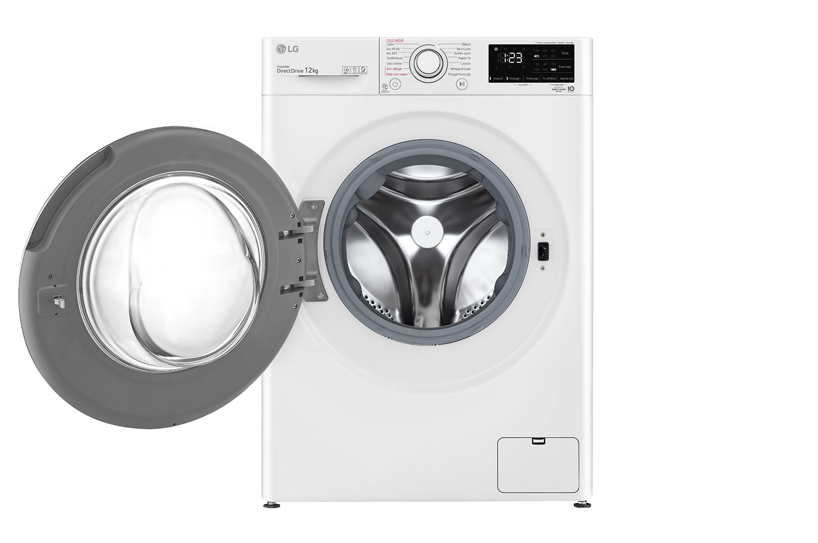 LG Lave-linge 12 kg - 81L | Moteur AI Direct Drive™ garanti 10 ans | Steam™, LG F24V30WHS
