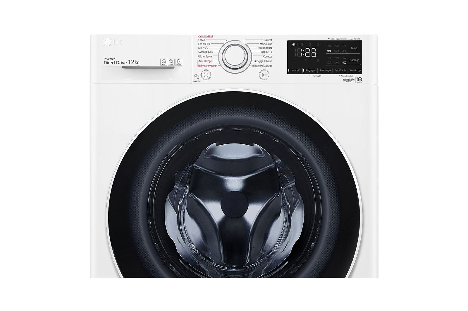 LG Lave-linge 12 kg - 81L | Moteur AI Direct Drive™ garanti 10 ans | Steam™, LG F24V30WHS