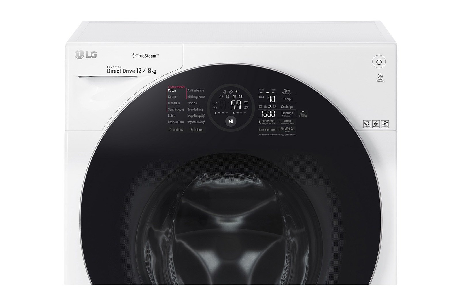 LG Lavante-séchante 12/8 KG | TrueSteam™ | EcoHybrid | Wi-Fi | 6 Motion Direct Drive™ | Smart Diagnosis™ | Moteur Direct Drive™ garanti 10 ans, LG F286G1GWRH