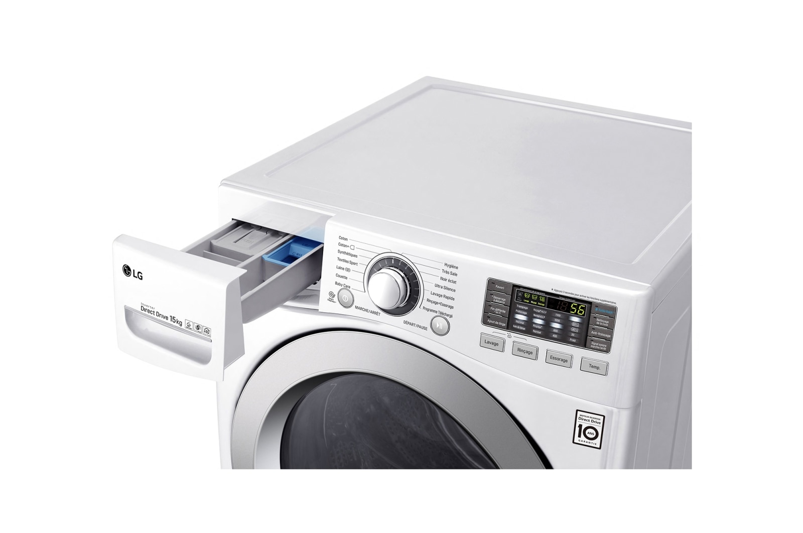 LG Lave-linge 15 KG | TurboWash™ | Wi-Fi | 6 Motion Direct Drive™ | A++ | Smart Diagnosis™ | Moteur Direct Drive™ garanti 10 ans, LG F51K24WH