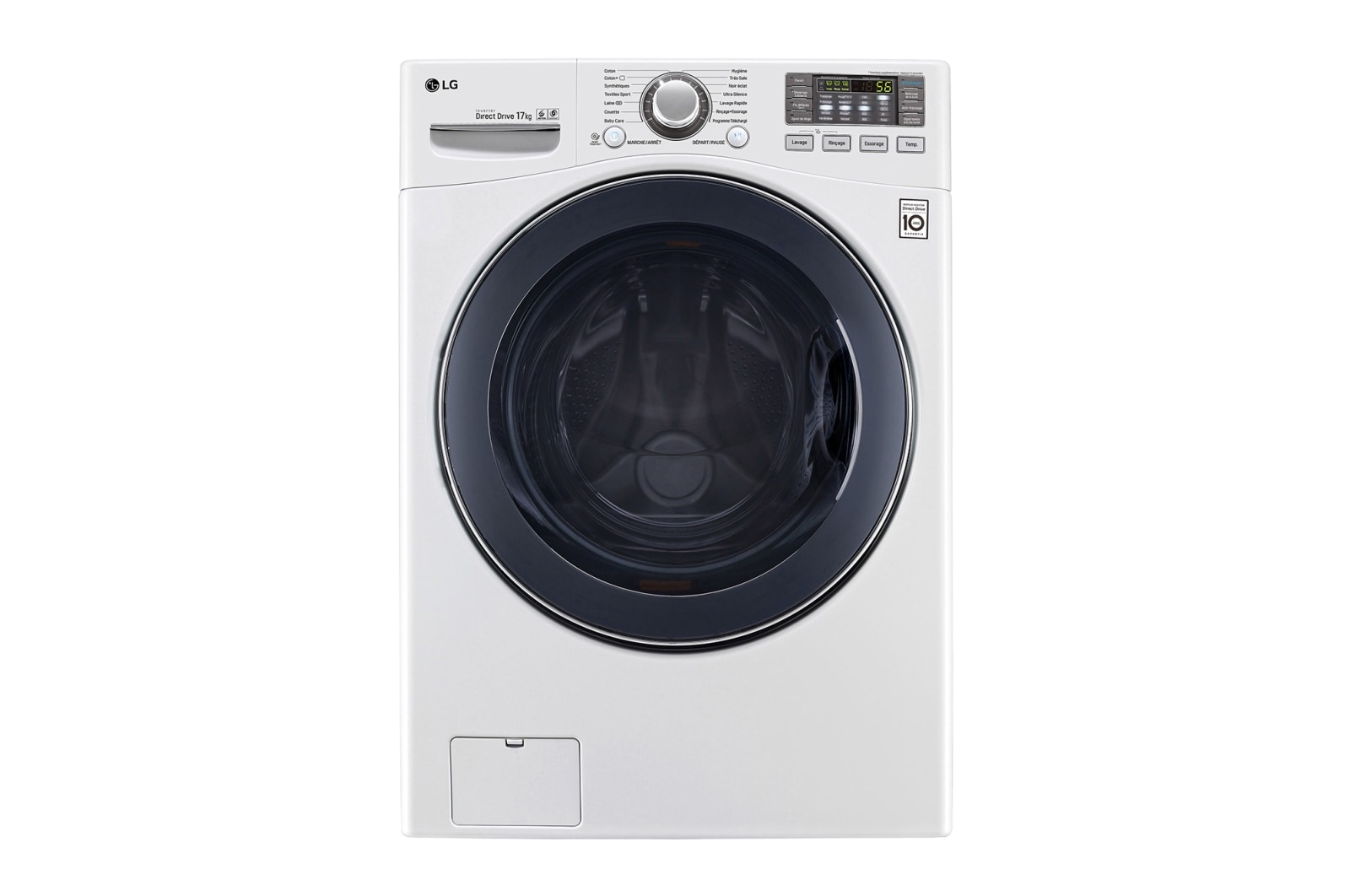 Vue avant de Lave-linge 17 KG | TurboWash™ | Wi-Fi | 6 Motion Direct Drive™ | A&#43;&#43; | Smart Diagnosis™ | Moteur Direct Drive™ garanti 10 ans  LG F71K22WH