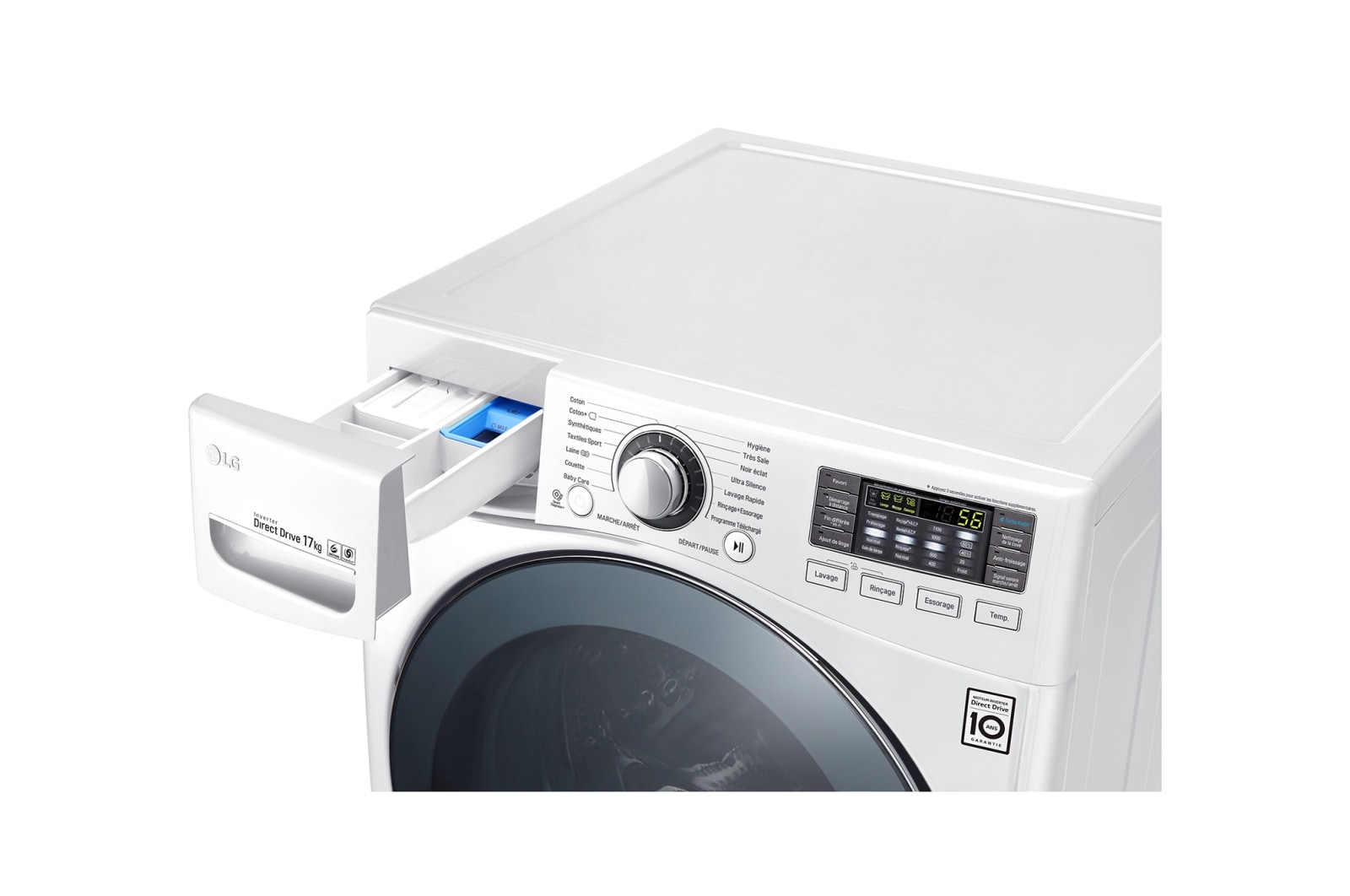 LG Lave-linge 17 KG | TurboWash™ | Wi-Fi | 6 Motion Direct Drive™ | A++ | Smart Diagnosis™ | Moteur Direct Drive™ garanti 10 ans , LG F71K22WH