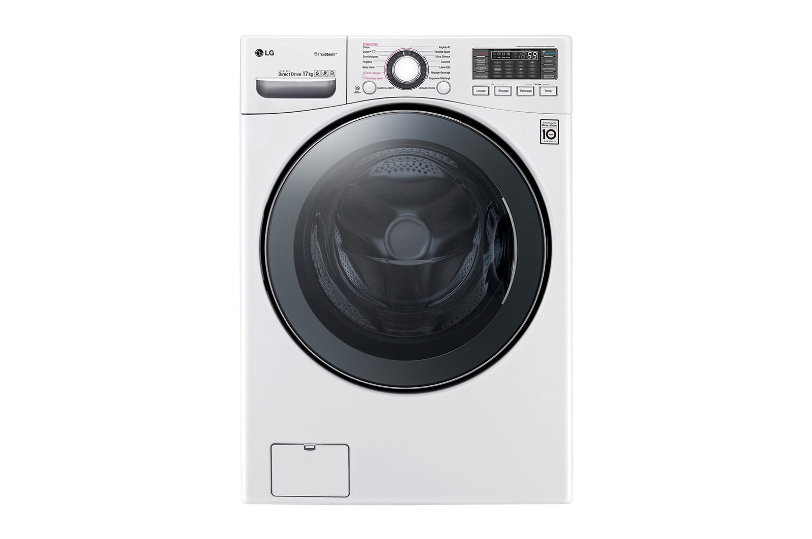 Vue avant de Lave-linge 17 KG | TrueSteam™ | TurboWash™ | Wi-Fi | 6 Motion Direct Drive™ | A&#43;&#43; | Smart Diagnosis™ | Moteur Direct Drive™ garanti 10 ans LG F71K22WHS