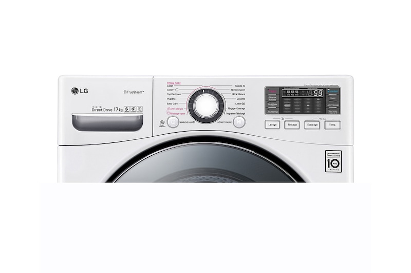 LG Lave-linge 17 KG | TrueSteam™ | TurboWash™ | Wi-Fi | 6 Motion Direct Drive™ | A++ | Smart Diagnosis™ | Moteur Direct Drive™ garanti 10 ans, LG F71K22WHS