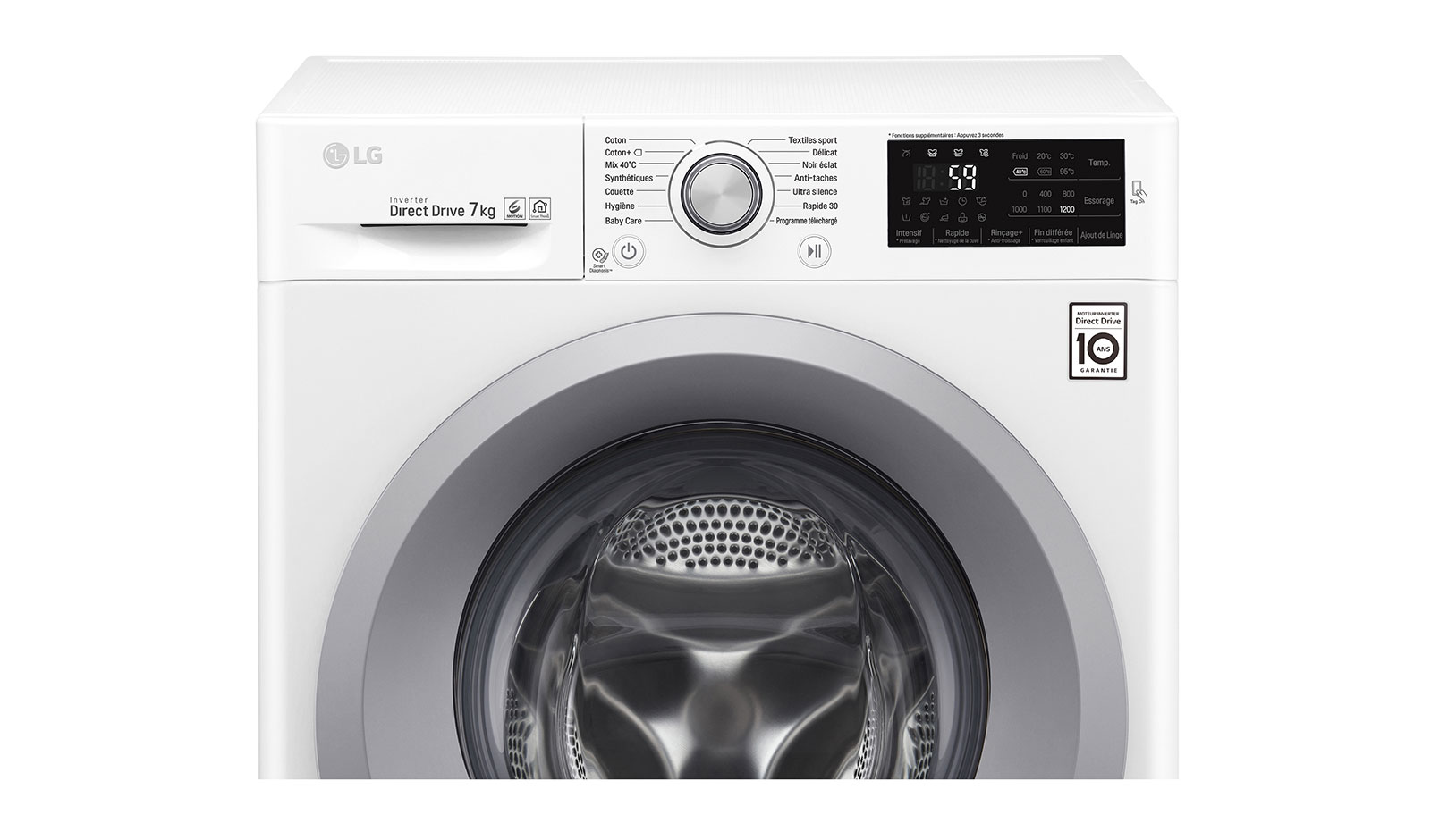 LG Lave-linge 7 KG | 6 Motion Direct Drive™ | Smart Diagnosis™ | Moteur Direct Drive™ garanti 10 ans, LG F72J54WH