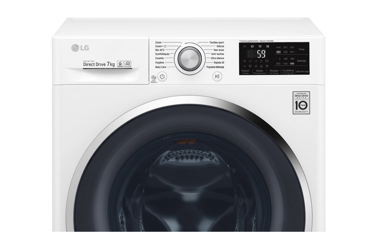 LG Lave-linge 7 KG | Slim 45 cm de profondeur | 6 Motion Direct Drive™ | A+++(-20%) | Smart Diagnosis™, LG F72SJ62WH
