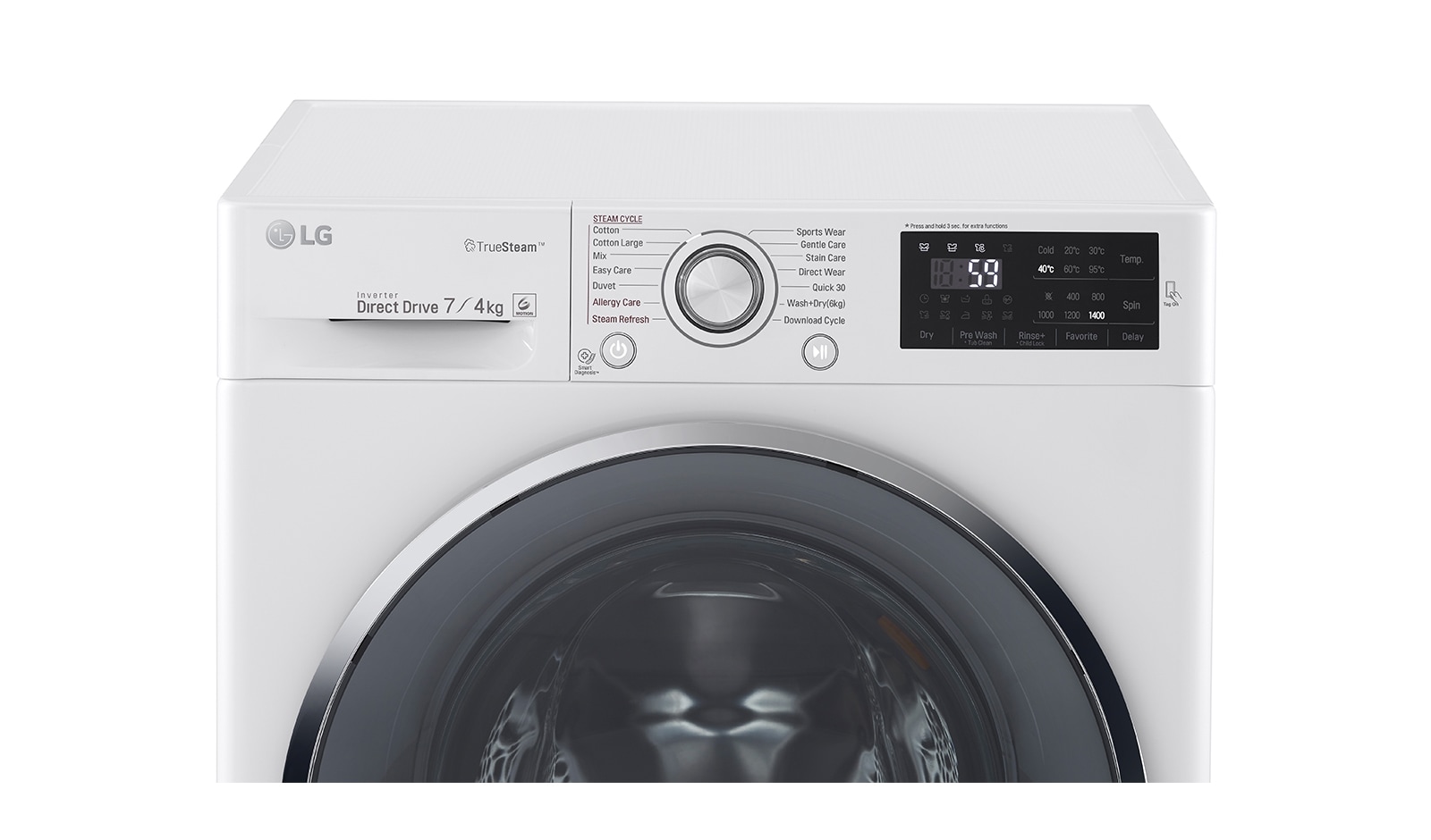 LG Lavante-séchante 7/4KG | 6 Motion™ Direct Drive | Hublot argenté | Smart NFC Tag On, LG F742212WR