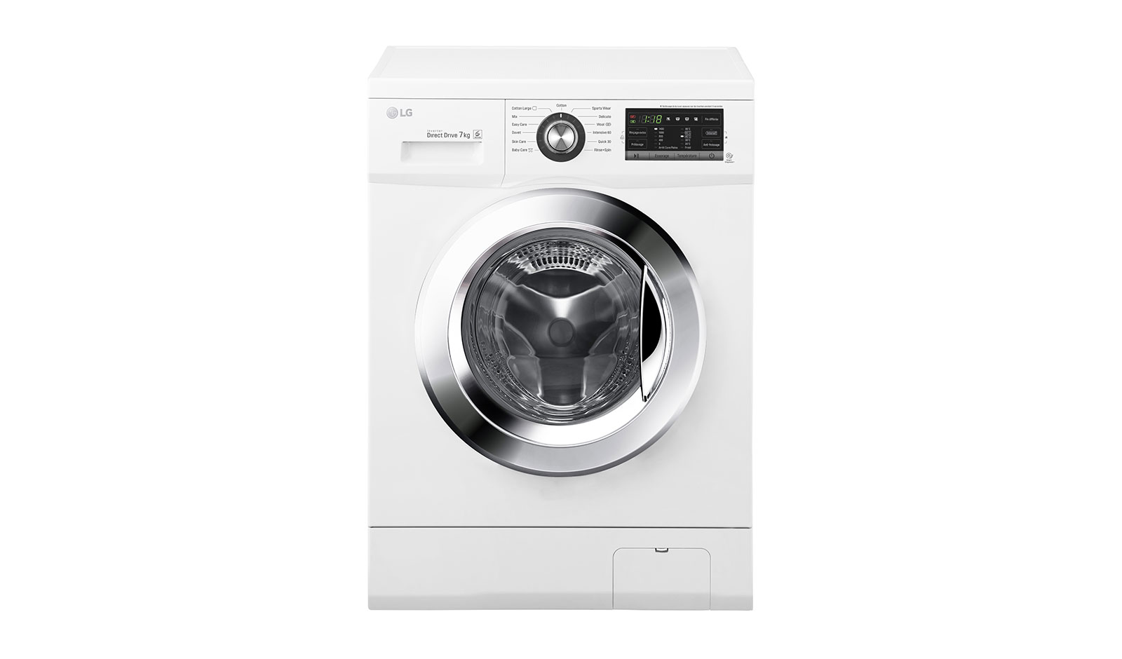 Vue avant de Lave-Linge 7KG |1400 tours | 6 Motion Direct Drive™ | Smart Diagnosis™ | Moteur Direct Drive ™ – Garanti 10 ans LG F74G62WH
