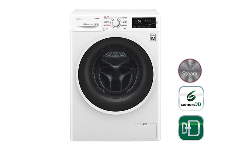Vue avant de Lave-linge 7 KG | 6 Motion Direct Drive™ | A&#43;&#43;&#43;(-30%) | Smart Diagnosis™ | Moteur Direct Drive™ garanti 10 ans LG F74J60SWH