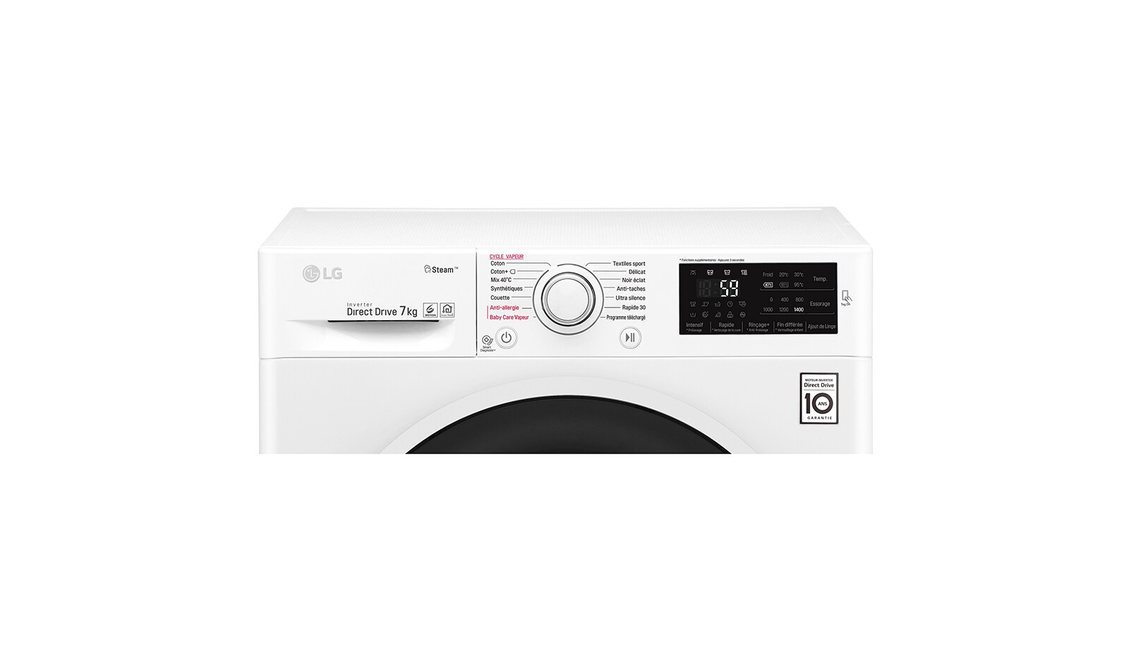 LG Lave-linge 7 KG | 6 Motion Direct Drive™ | A+++(-30%) | Smart Diagnosis™ | Moteur Direct Drive™ garanti 10 ans, LG F74J60SWH