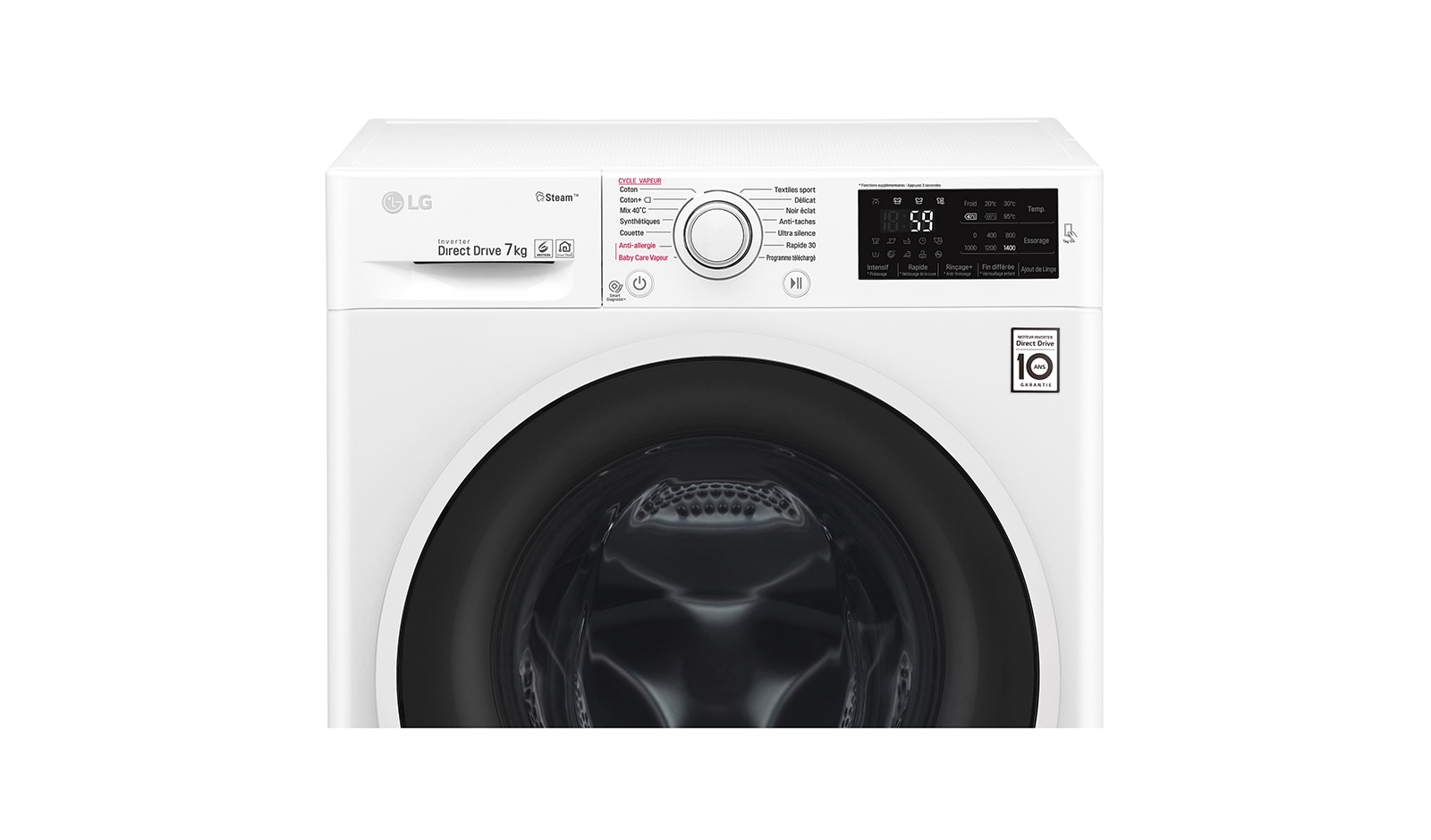 LG Lave-linge 7 KG | 6 Motion Direct Drive™ | A+++(-30%) | Smart Diagnosis™ | Moteur Direct Drive™ garanti 10 ans, LG F74J60SWH