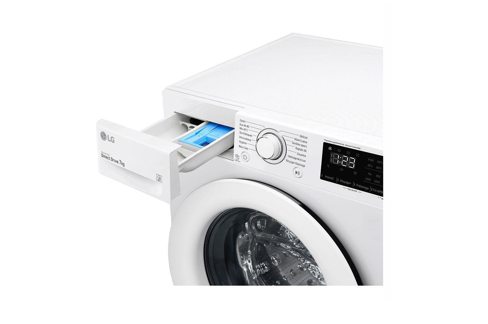 LG Lave-linge 7 KG - 59L | AI Direct Drive™ | Moteur Direct Drive™ garanti 10 ans |  6 Motion™ | 74/55dB | D, LG F74N23WH