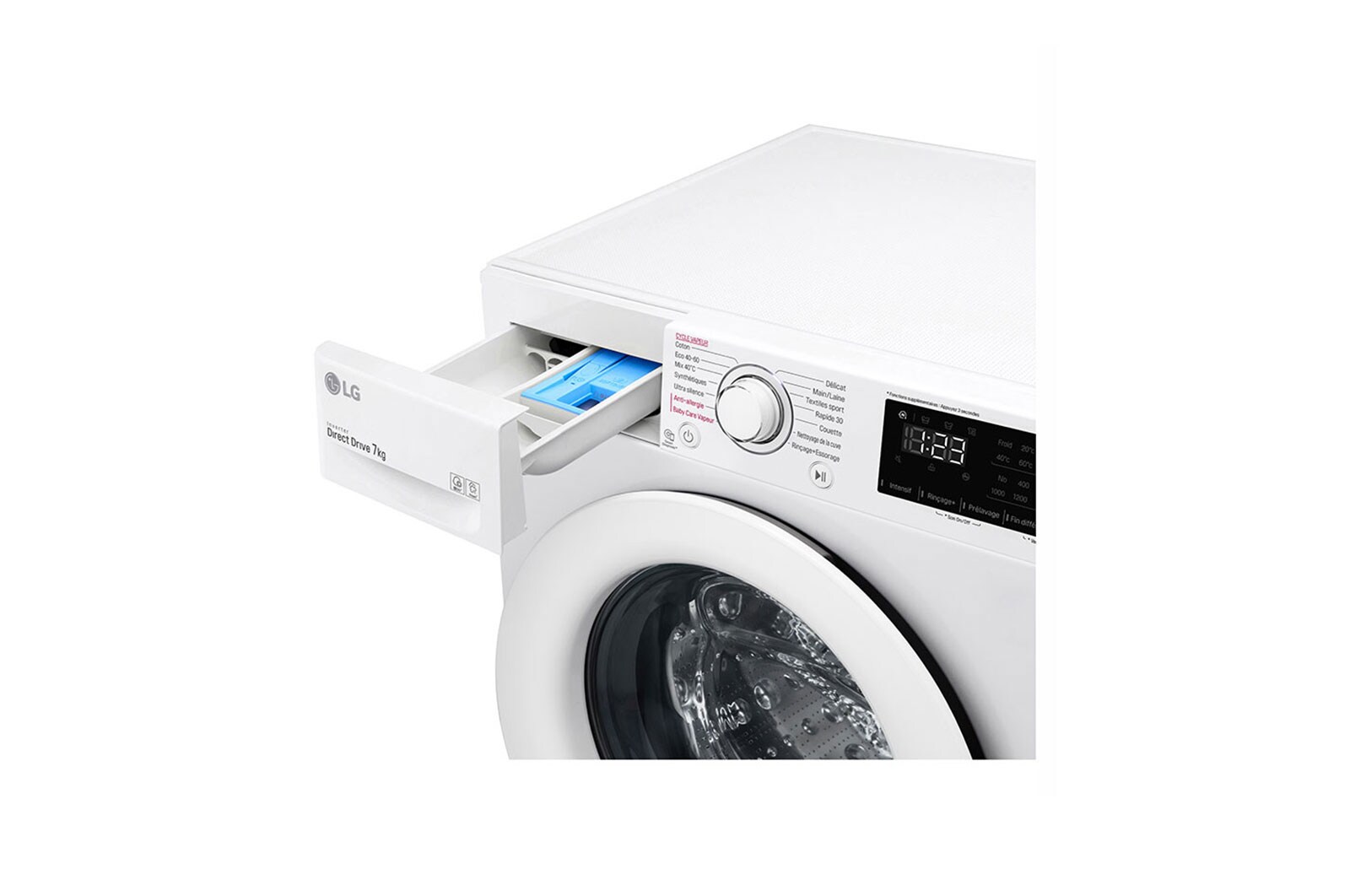 LG Lave-linge 7 kg - 59L | AI Direct Drive™ | Moteur Direct Drive™ garanti 10 ans | D, LG F74N23WHS