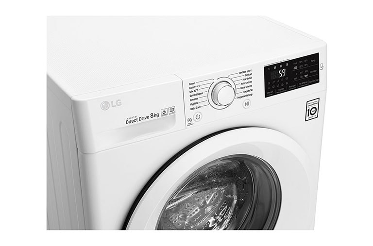 LG Lave-Linge 8KG | 6 Motion Direct Drive™ | A+++-30% | Smart Diagnosis™ | Moteur Direct Drive™ – Garanti 10 ans , LG F82J53WH