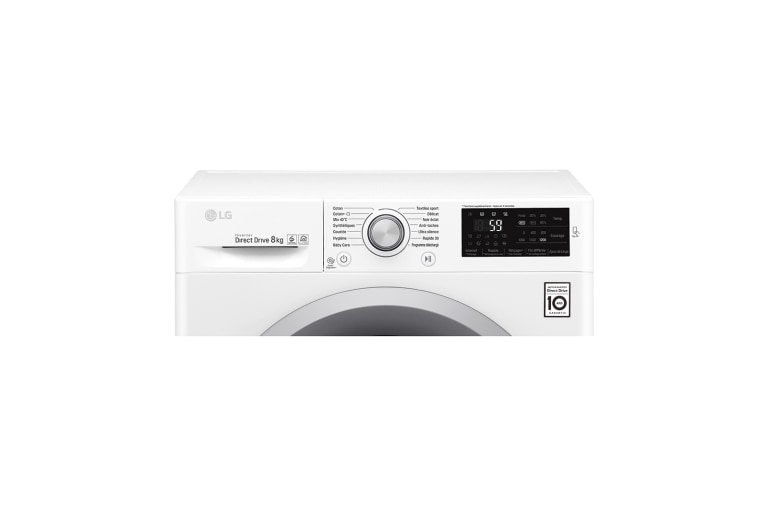 LG Lave-linge 8 KG | 6 Motion Direct Drive™ | A+++(-30%) | Smart Diagnosis™ | Moteur Direct Drive™ garanti 10 ans, LG F82J54WH