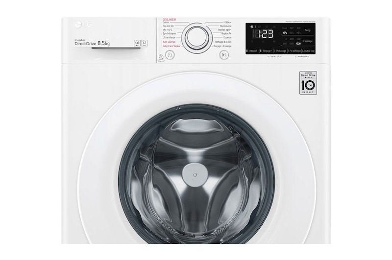 LG Lave-linge Slim 8,5kg - 58L | AI Direct Drive™ I Moteur Direct Drive™ garanti 10 ans, LG F82SV33WHS