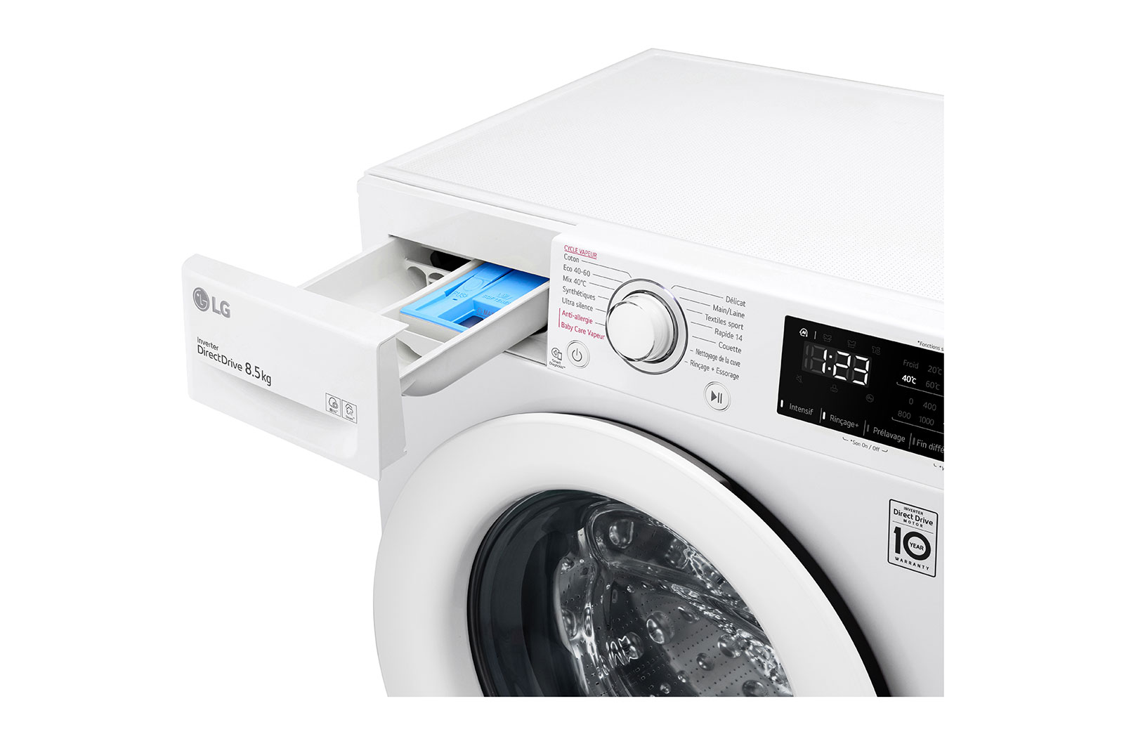 LG Lave-linge Slim 8,5kg - 58L | AI Direct Drive™ I Moteur Direct Drive™ garanti 10 ans, LG F82SV33WHS