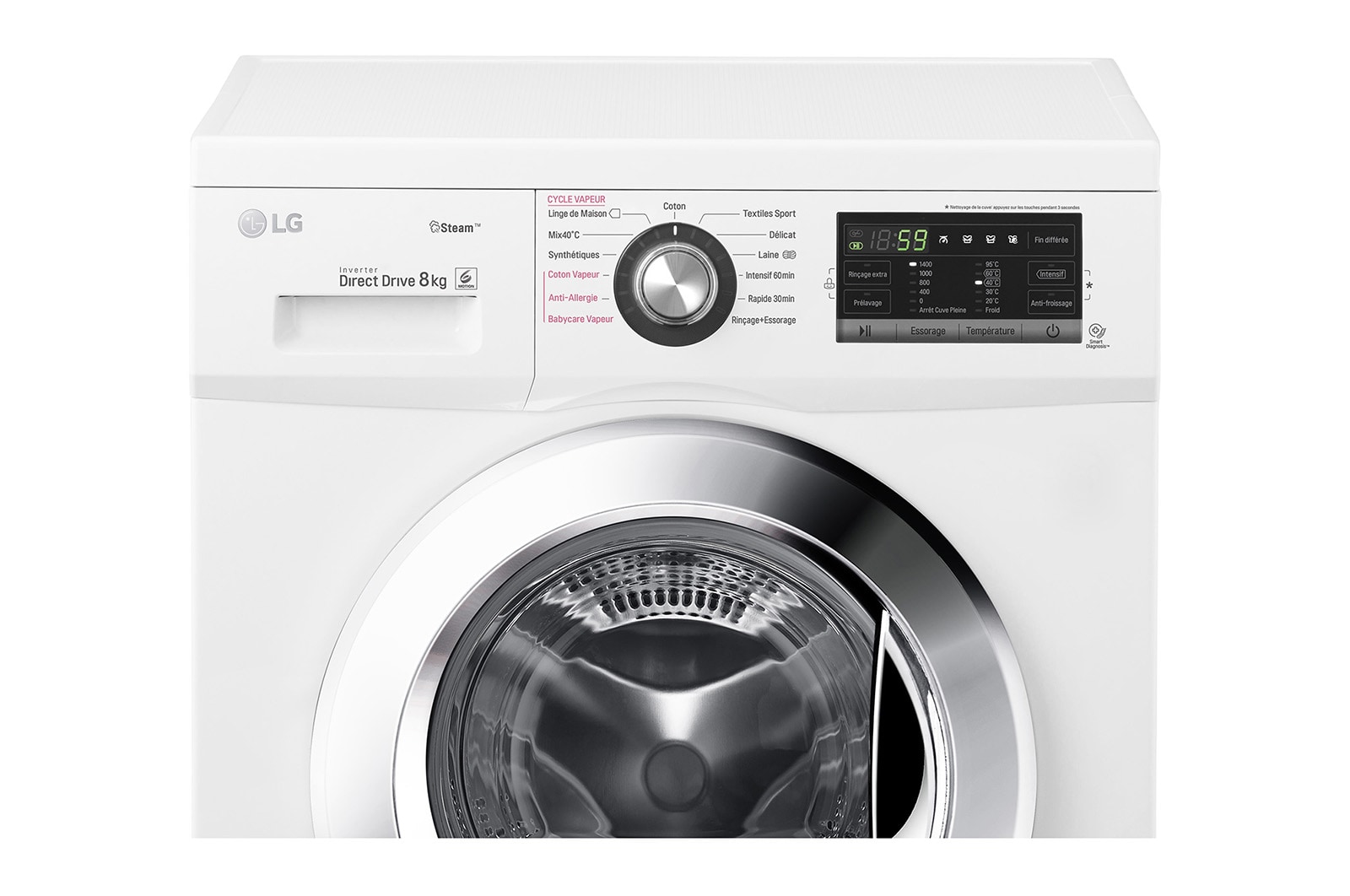 LG Lave-Linge 8KG | Moteur Direct Drive™ |  6 Motion Direct Drive™  | Steam | A+++-30%  | Smart Diagnosis™, LG F84G62WHS