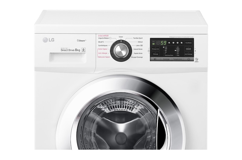 LG Lave-Linge 8KG | Moteur Direct Drive™ |  6 Motion Direct Drive™  | Steam | A+++-30%  | Smart Diagnosis™, LG F84G62WHS