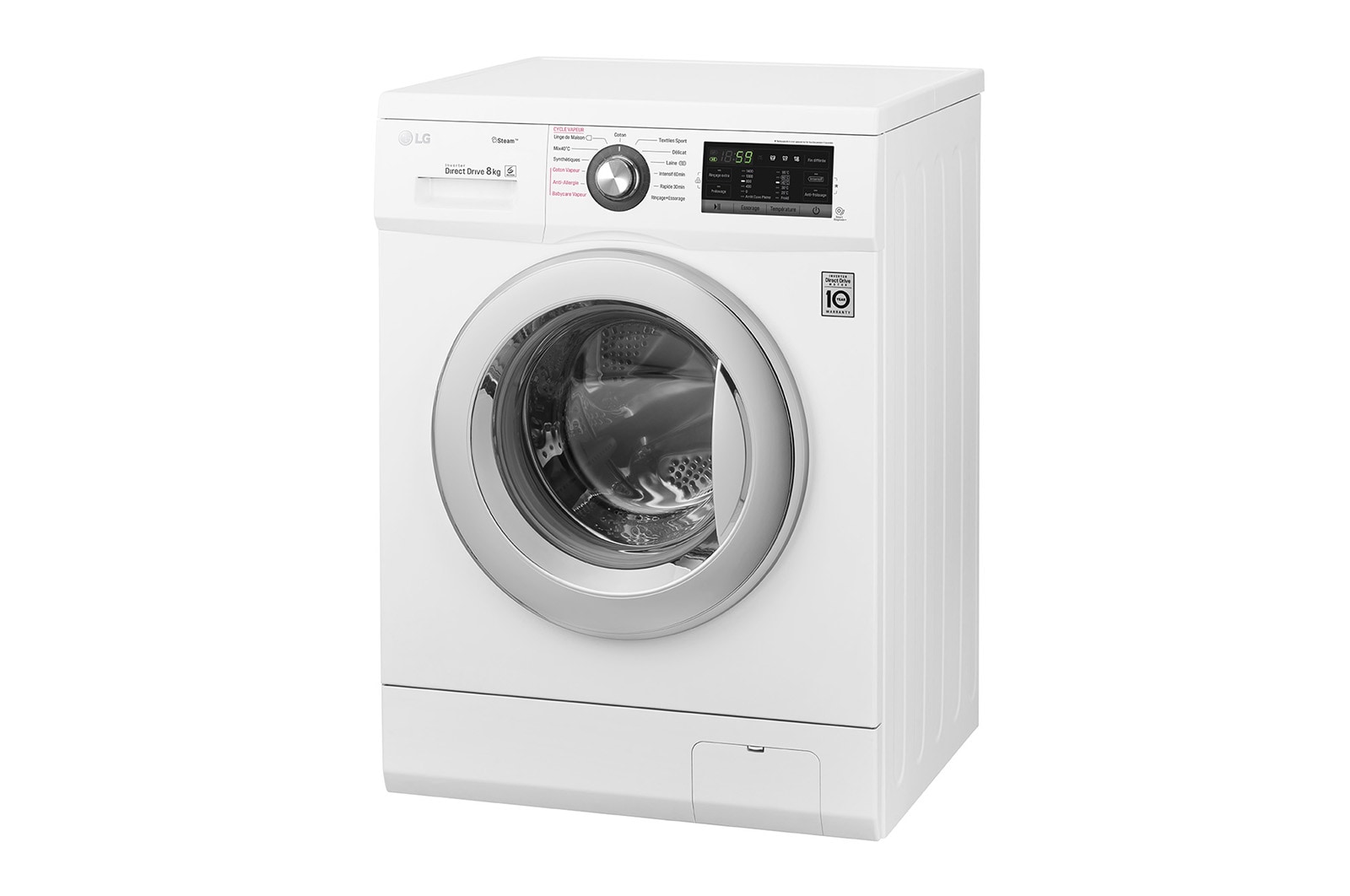 LG Lave-Linge 8KG | Moteur Direct Drive™ |  6 Motion Direct Drive™  | Steam | A+++-30%  | Smart Diagnosis™, LG F84G62WHS