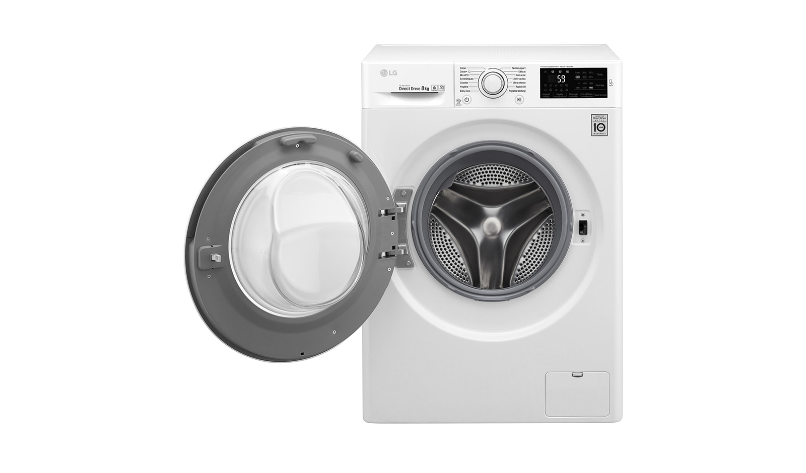 LG Lave-linge 8 KG | 6 Motion Direct Drive™ | A+++(-30%) | Smart Diagnosis™ | Moteur Direct Drive™ garanti 10 ans, LG F84J53WH