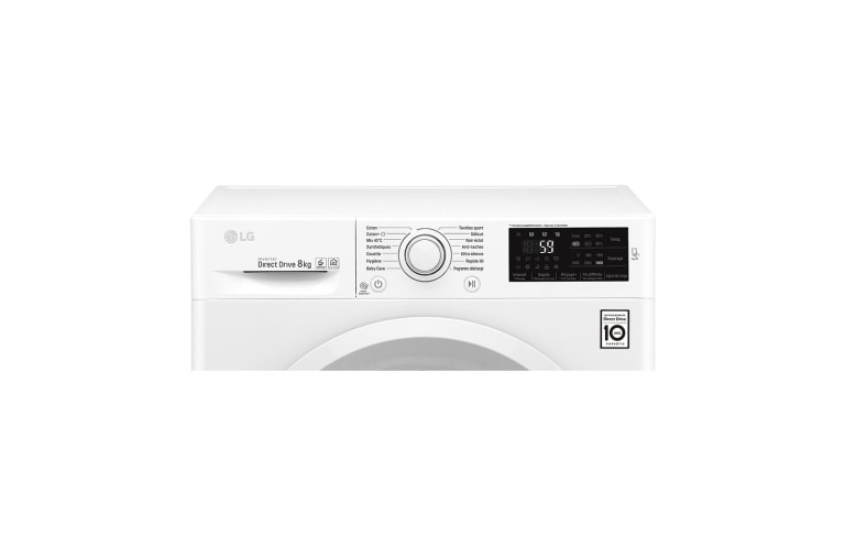 LG Lave-linge 8 KG | 6 Motion Direct Drive™ | A+++(-30%) | Smart Diagnosis™ | Moteur Direct Drive™ garanti 10 ans, LG F84J53WH