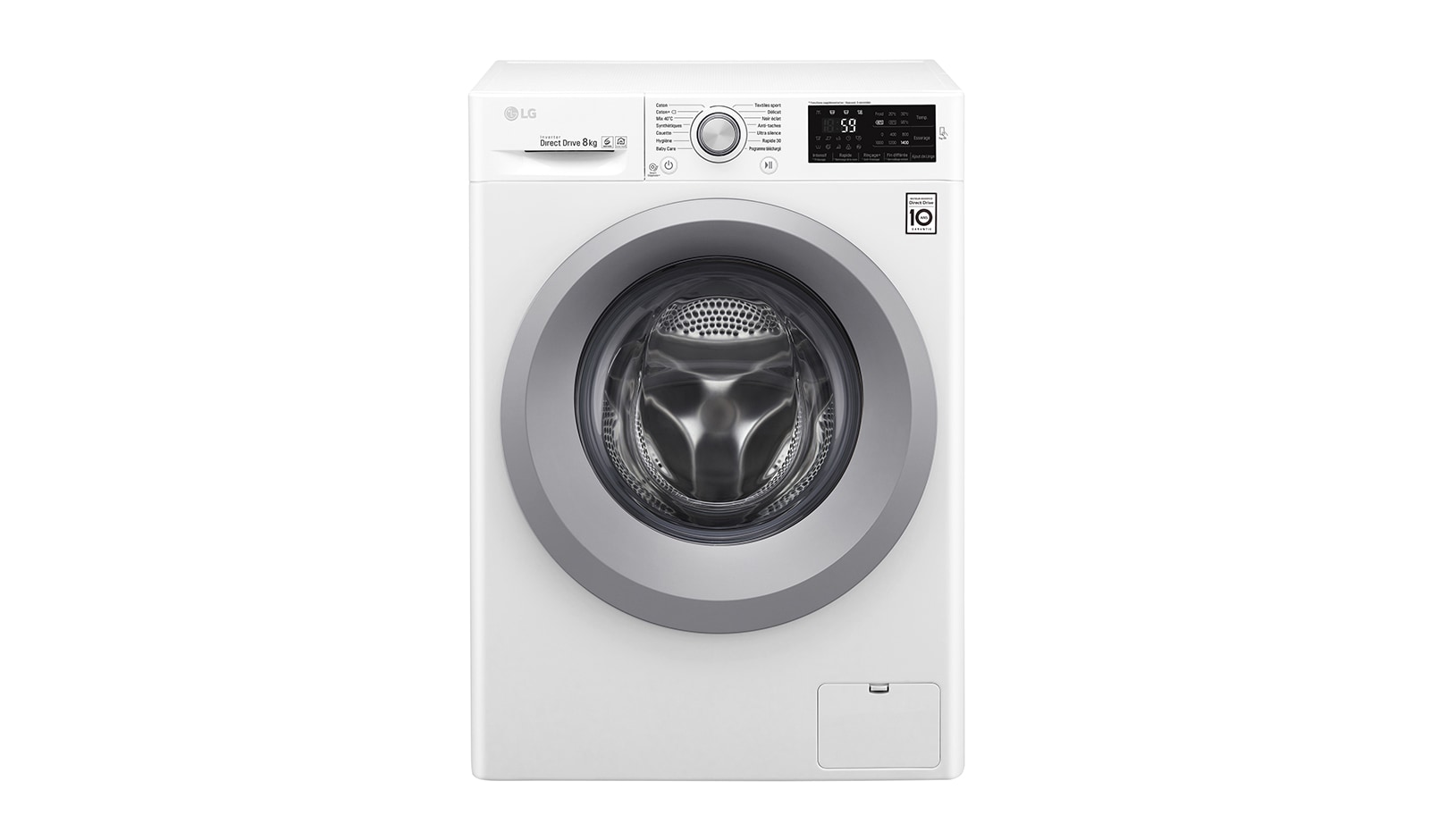 Vue avant de Lave-linge 8 KG | 6 Motion Direct Drive™ | A&#43;&#43;&#43;(-30%) | Smart Diagnosis™ | Moteur Direct Drive™ garanti 10 ans  LG F84J54WH