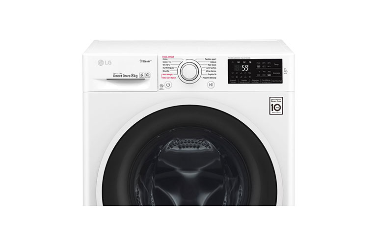 LG Lave-linge 8 KG | Steam™ | 6 Motion Direct Drive™ | A+++(-30%) | Smart Diagnosis™ | Moteur Direct Drive™ garanti 10 ans, LG F84J60WHS