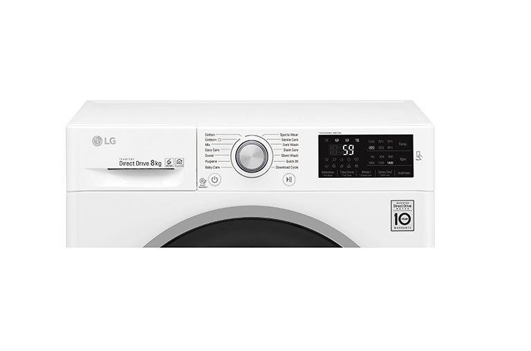 LG Lave-linge 8 KG | 6 Motion Direct Drive™ | A+++(-30%) | Smart Diagnosis™ | Moteur Direct Drive™ garanti 10 ans, LG F84J61WH