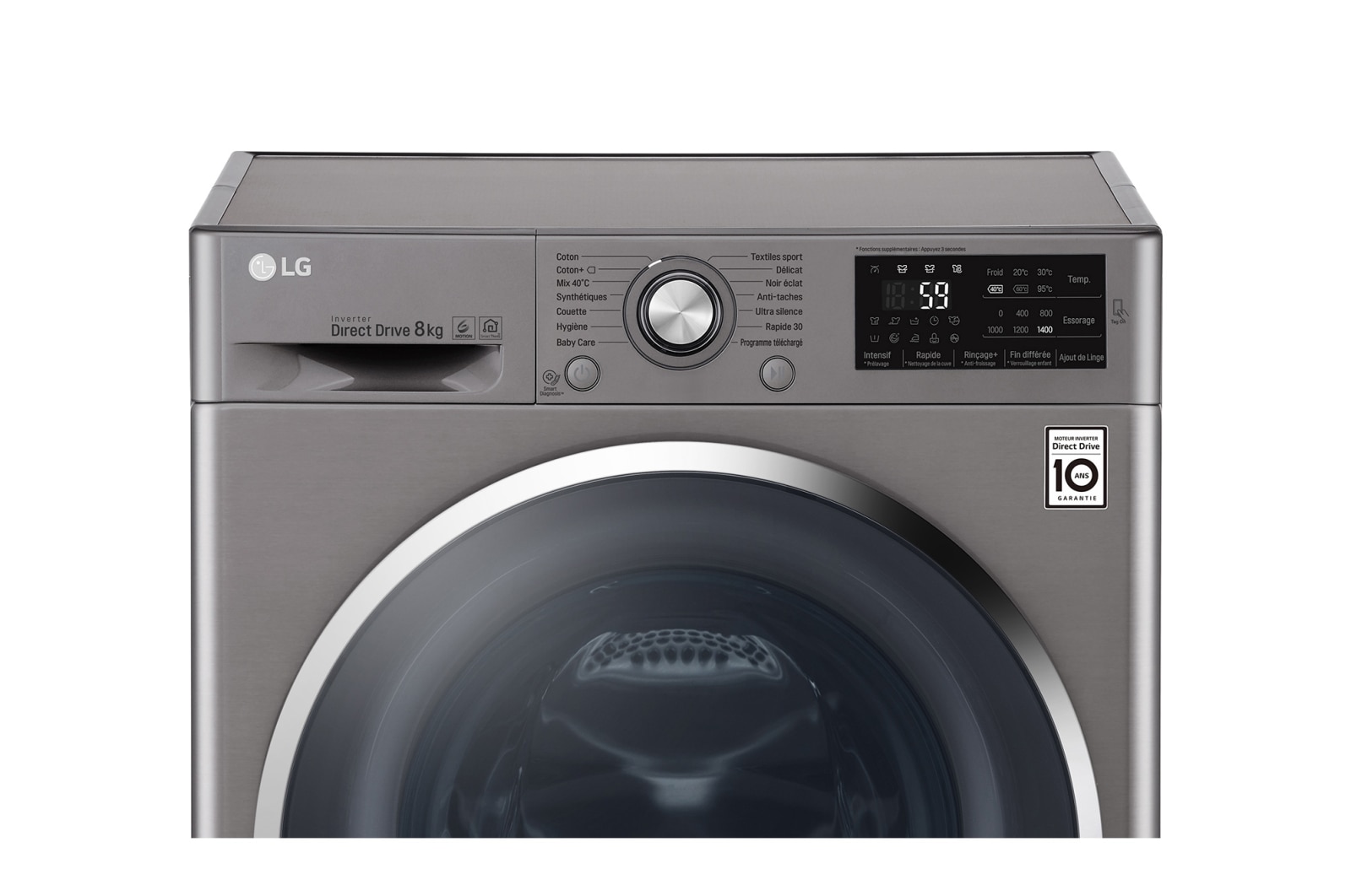 LG Lave-linge 8 KG | 6 Motion Direct Drive™ | A+++(-30%) | Smart Diagnosis™ | Moteur Direct Drive™ garanti 10 ans, LG F84J62ST