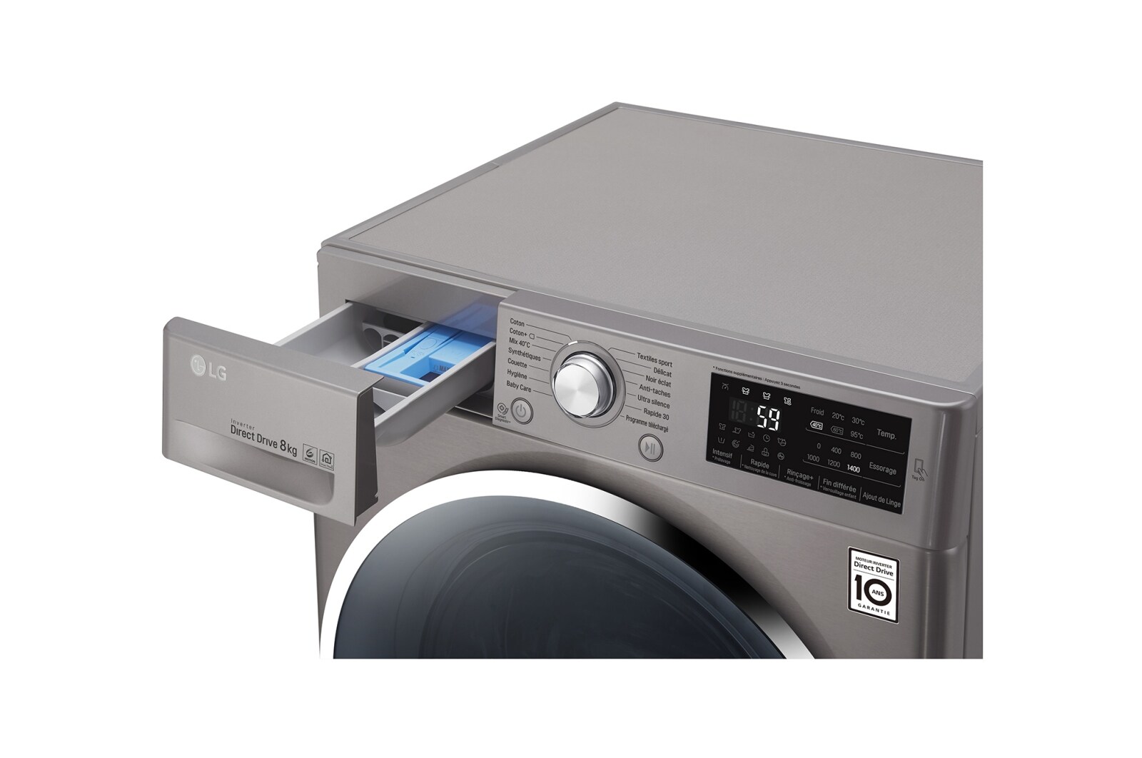 LG Lave-linge 8 KG | 6 Motion Direct Drive™ | A+++(-30%) | Smart Diagnosis™ | Moteur Direct Drive™ garanti 10 ans, LG F84J62ST