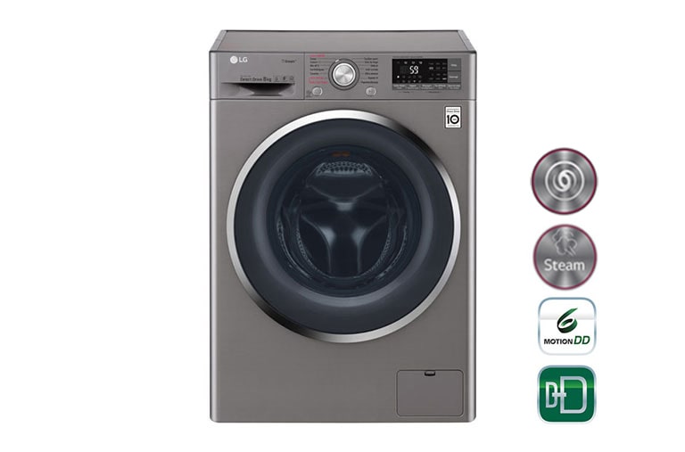 Vue avant de Lave-linge 8 KG | Steam™ | 6 Motion Direct Drive™ | A&#43;&#43;&#43;(-40%) | Wi-Fi | Smart Diagnosis™ | Moteur Direct Drive™ garanti 10 ans LG F84J72STS