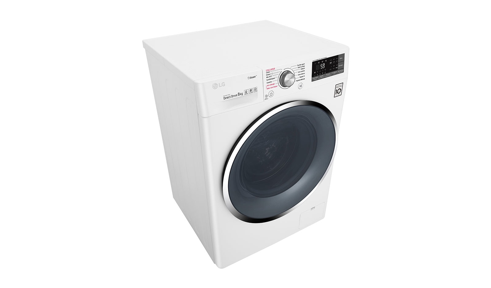 LG Lave-linge 8 KG | Steam™ | 6 Motion Direct Drive™ | A+++(-40%) | Wi-Fi | Smart Diagnosis™ | Moteur Direct Drive™ garanti 10 ans, LG F84J72WHS
