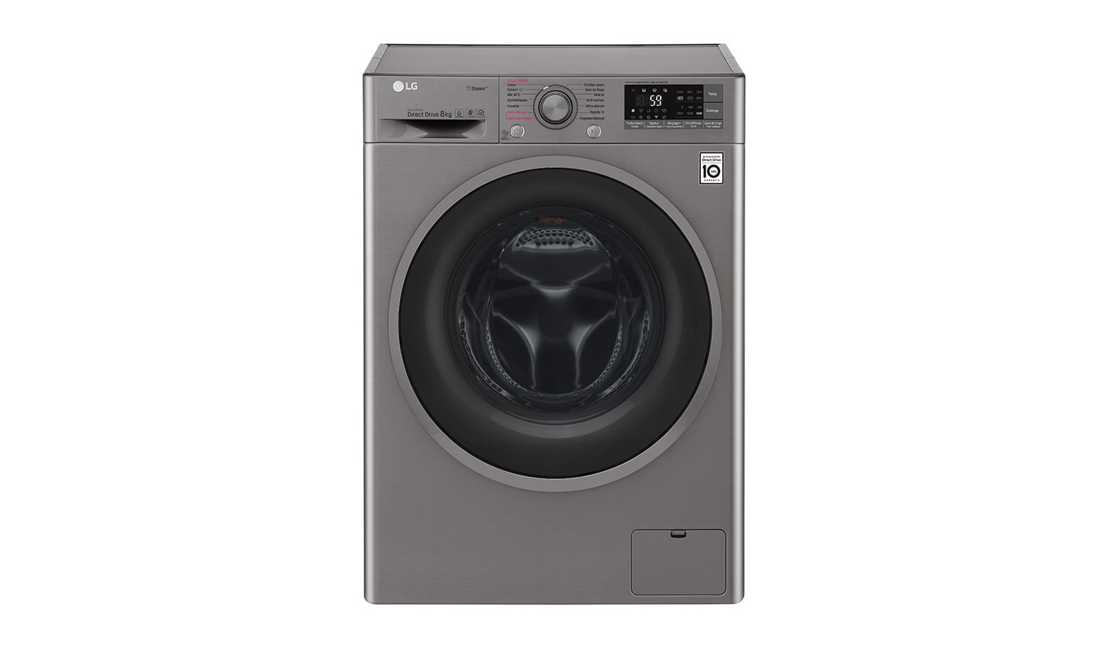 Vue avant de Lave-linge 8 KG | Steam™ | 6 Motion Direct Drive™ | A&#43;&#43;&#43;(-40%) | Wi-Fi | Smart Diagnosis™ | Moteur Direct Drive™ garanti 10 ans LG F84J78STS
