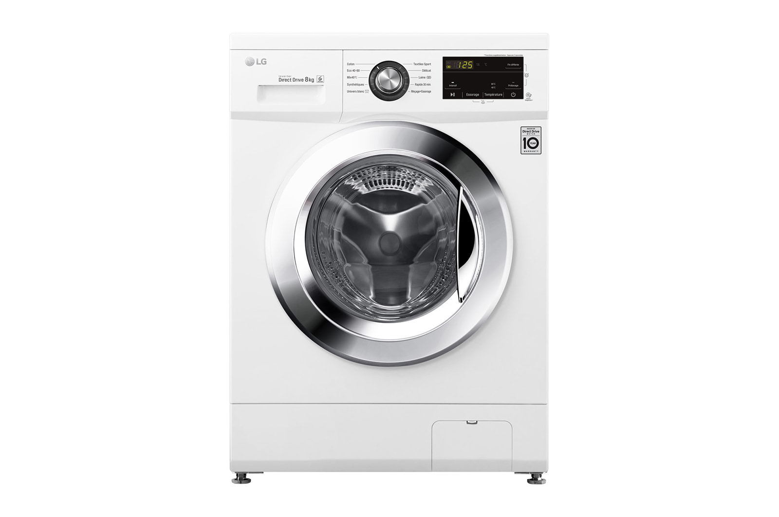 Vue avant de Lave-linge 8kg - 58L I Moteur Direct Drive™ garanti 10 ans | Smart Diagnosis LG F84M22WH