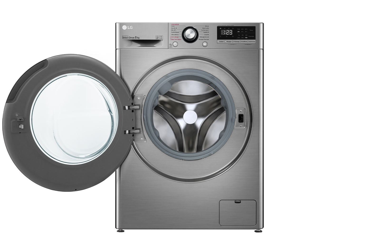LG Lave-linge 8kg - 59L | AI Direct Drive™ | Steam™ I Moteur Direct Drive™ garanti 10 ans | D, LG F84N15STS