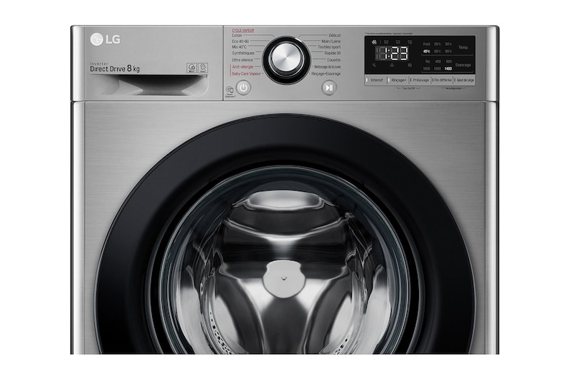 LG Lave-linge 8kg - 59L | AI Direct Drive™ | Steam™ I Moteur Direct Drive™ garanti 10 ans | D, LG F84N15STS