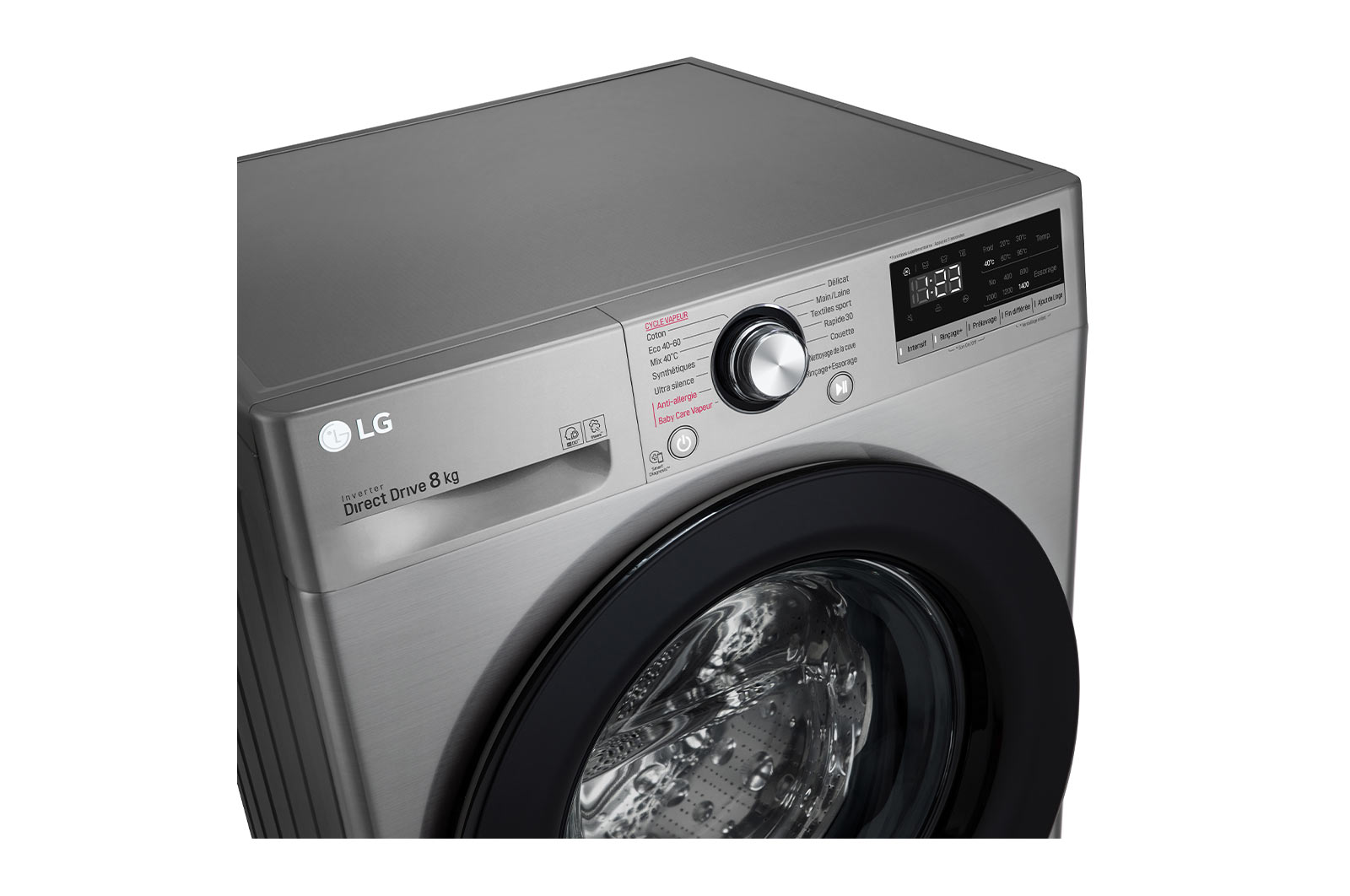 LG Lave-linge 8kg - 59L | AI Direct Drive™ | Steam™ I Moteur Direct Drive™ garanti 10 ans | D, LG F84N15STS