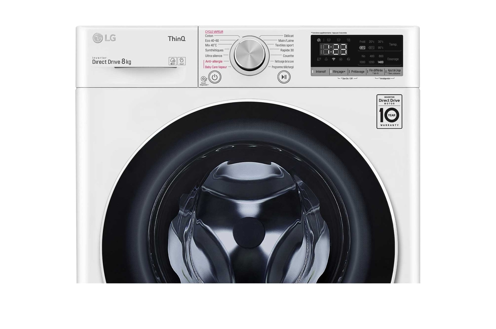 LG Lave-linge 8KG | 6 Motion Direct Drive™ | Moteur Direct Drive™ garanti 10 ans | AIDD™ | Steam™ | 52/74 dB | D, LG F84N40WHS