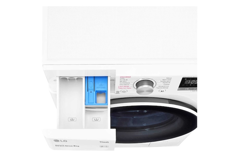 LG Lave-linge 8KG | 6 Motion Direct Drive™ | Moteur Direct Drive™ garanti 10 ans | AIDD™ | Steam™ | 52/74 dB | D, LG F84N40WHS