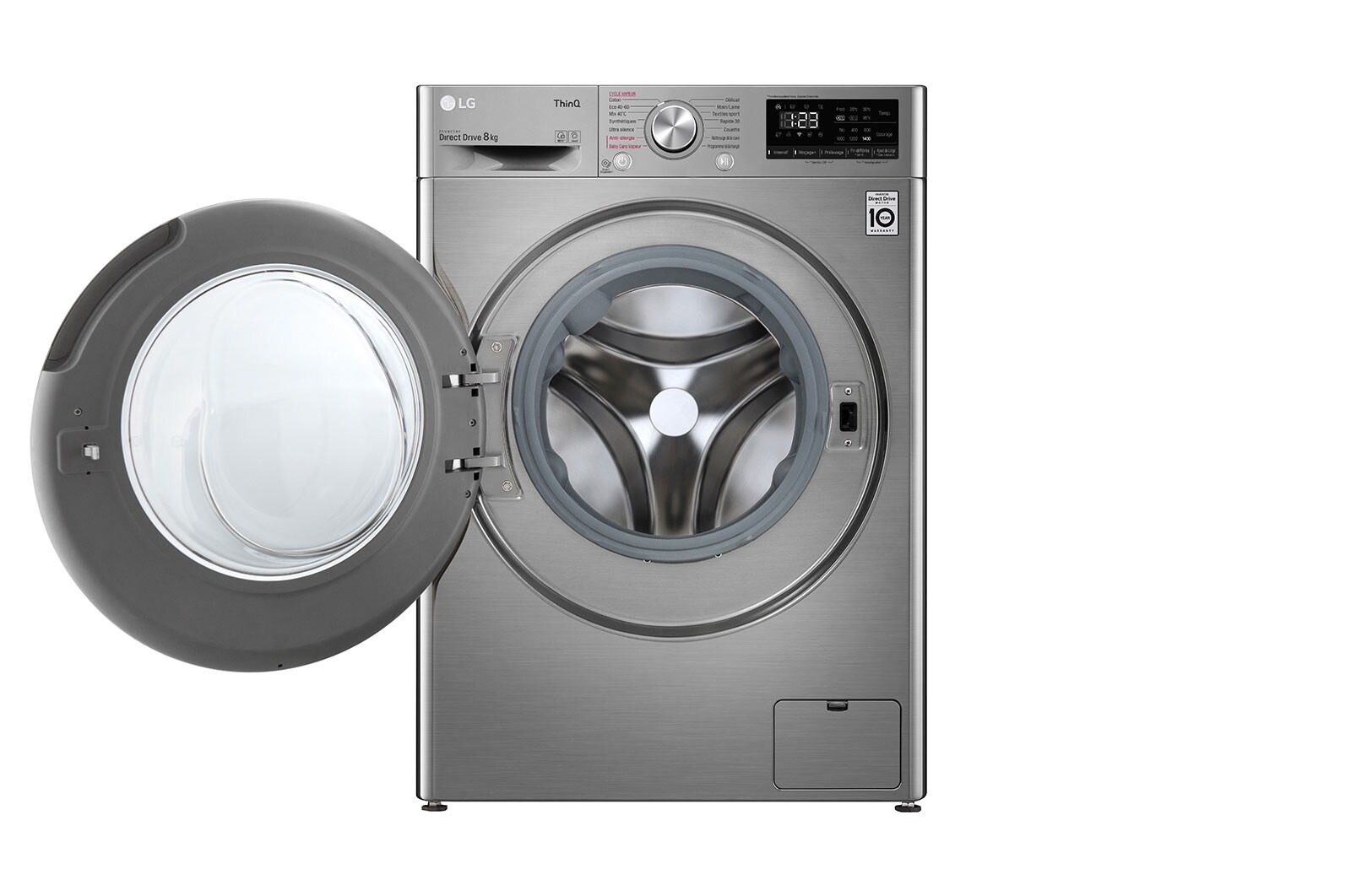 LG Lave-linge 8KG | 6 Motion Direct Drive™ | Moteur Direct Drive™ garanti 10 ans | AIDD™ | Steam™ | 52/74 dB | D, LG F84N42IXS