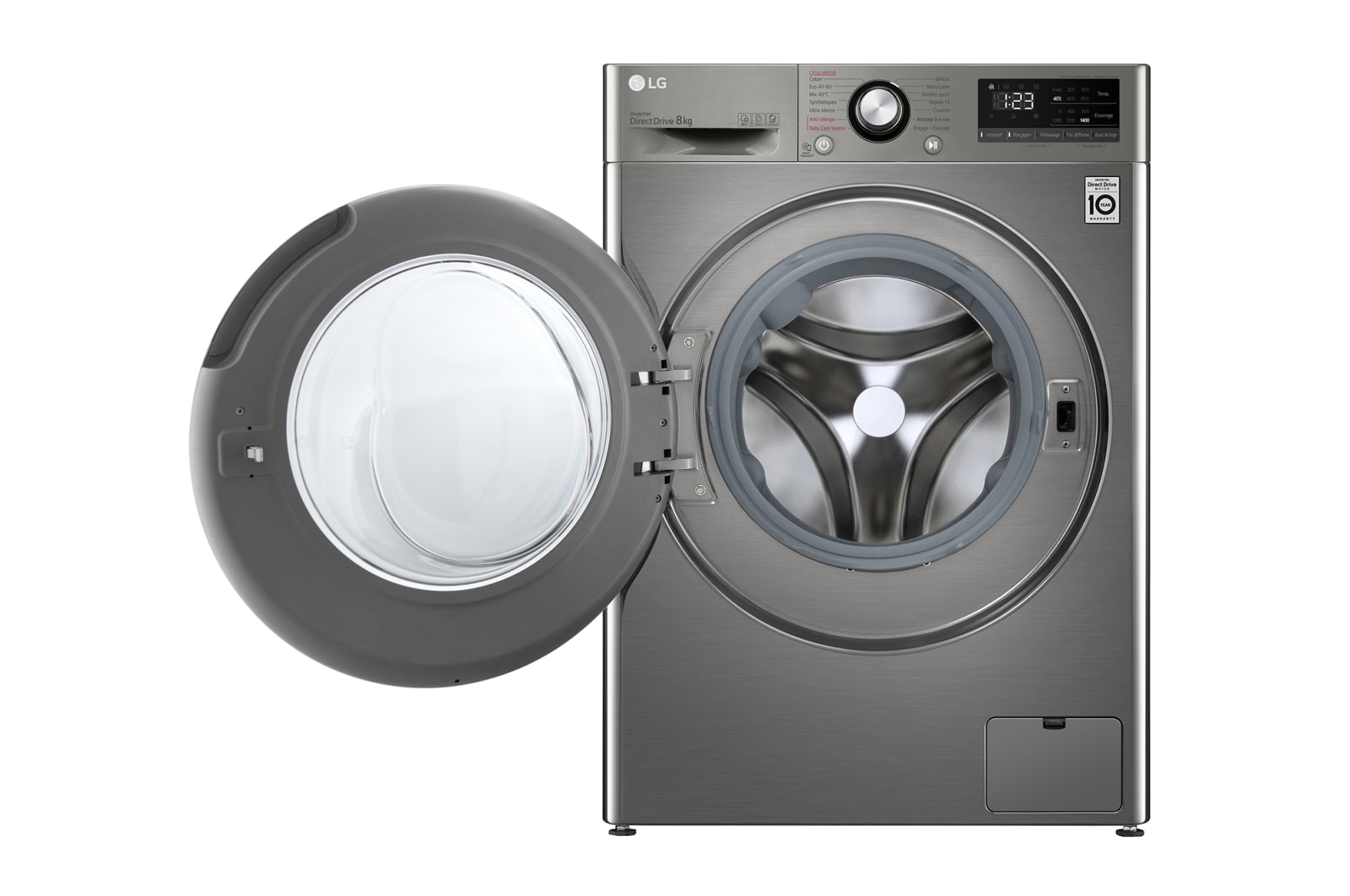 LG Lave-linge 8kg - 68L | AI Direct Drive™ | Steam™ I Moteur Direct Drive™ garanti 10 ans, LG F84V15STS