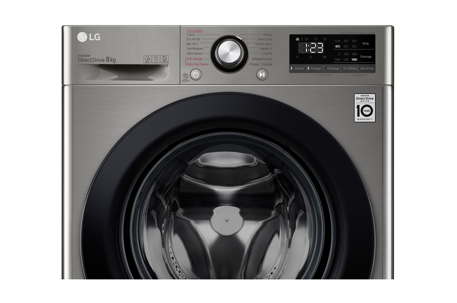 LG Lave-linge 8kg - 68L | AI Direct Drive™ | Steam™ I Moteur Direct Drive™ garanti 10 ans, LG F84V15STS