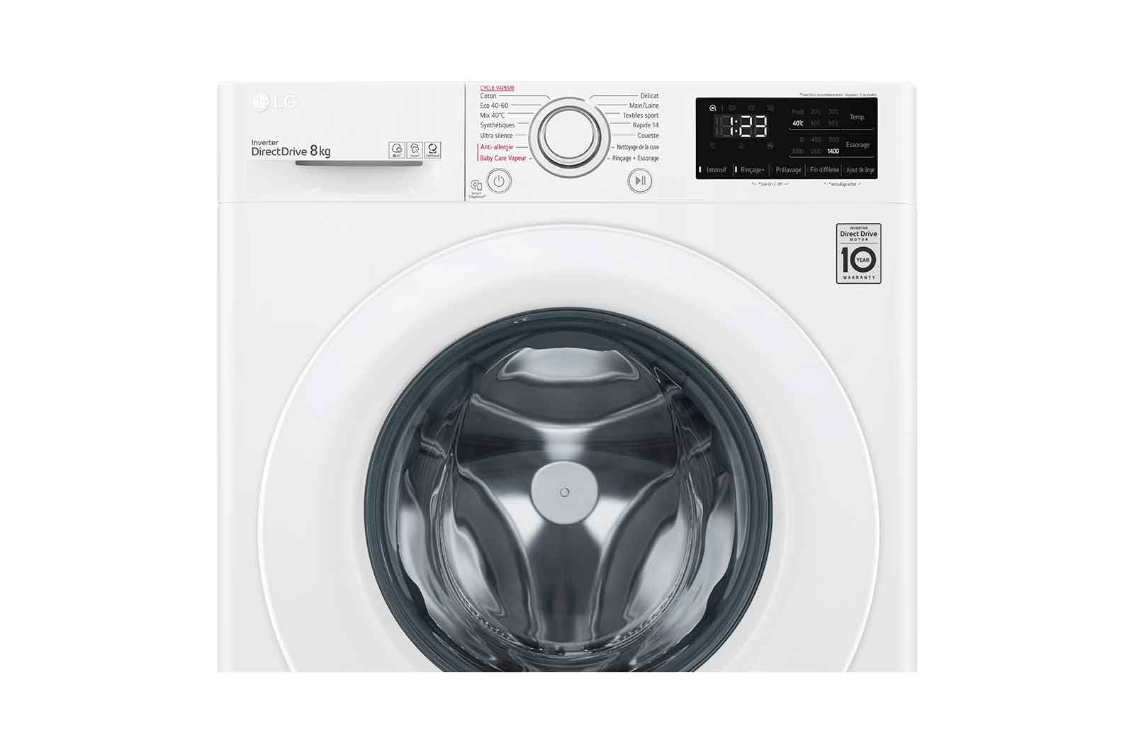 LG Lave-linge 8 kg - 68L | AI Direct Drive™ | Moteur Direct Drive™ garanti 10 ans, LG F84V33WHS
