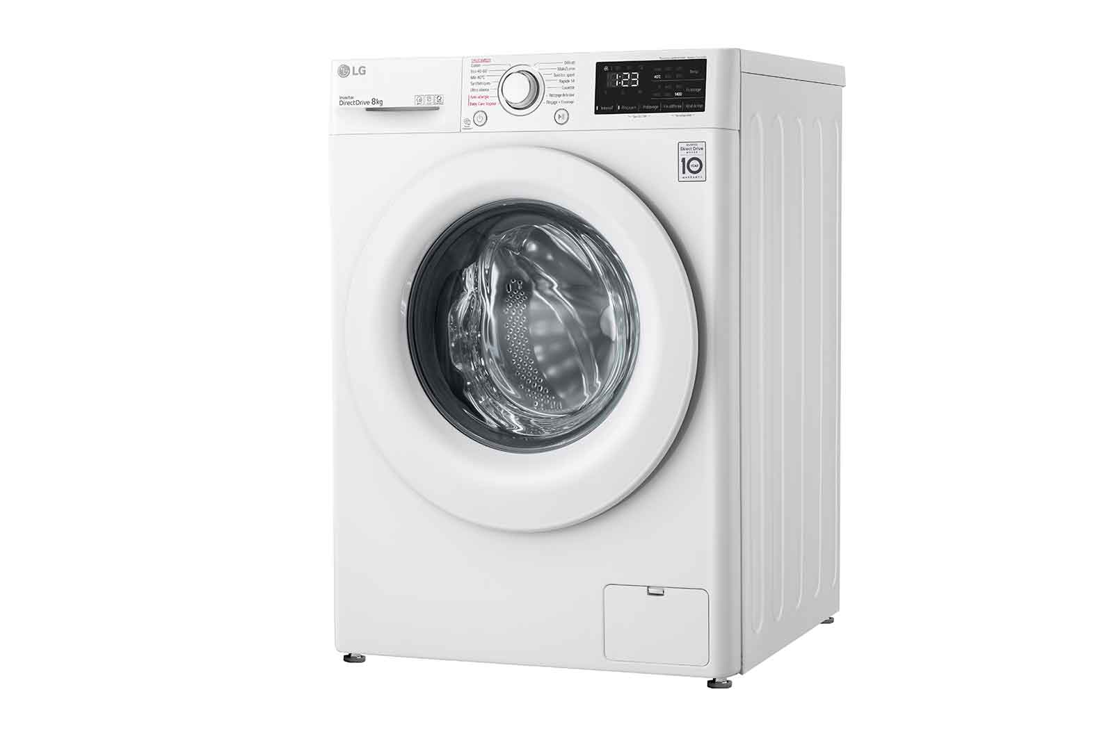 LG Lave-linge 8 kg - 68L | AI Direct Drive™ | Moteur Direct Drive™ garanti 10 ans, LG F84V33WHS