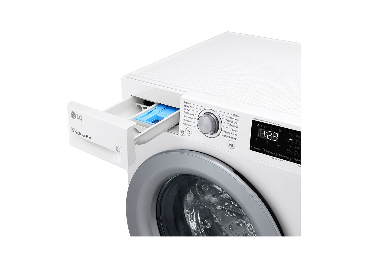 LG Lave-linge 8 kg - 68L | AI Direct Drive™ | Moteur Direct Drive™ garanti 10 ans, LG F84V34WH