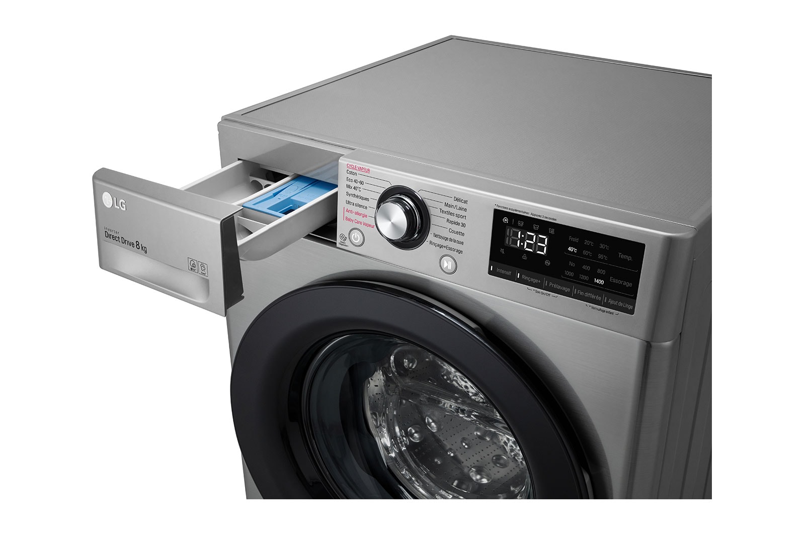 LG Lave-linge 8 kg - 68L | AI Direct Drive™ | Moteur Direct Drive™ garanti 10 ans, LG F84V35IXS